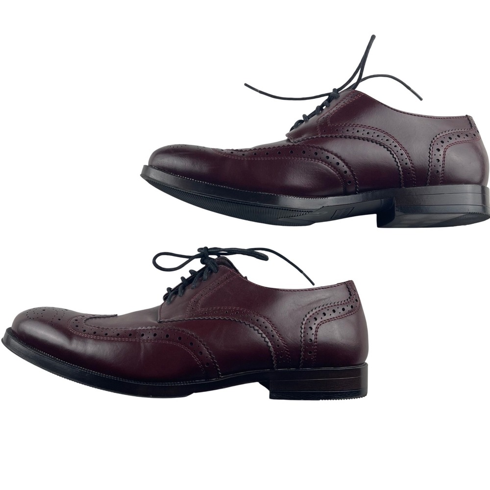 Perry Ellis Portfolio Corey Mens Burgundy Wingtip Brogue Oxford Dress Shoes 10 - Picture 4 of 7